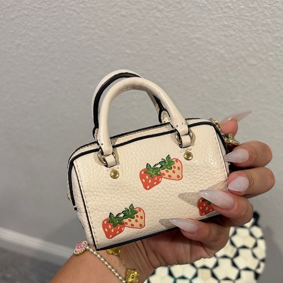 Coach White Mini Bag with Strawberry Accents - Picture 6 of 7